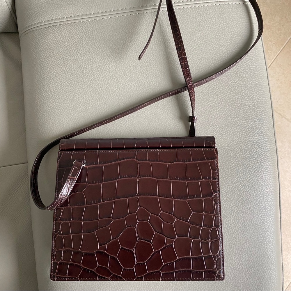 Gu_de Edie Crossbody Bag in Dark Brown Croco